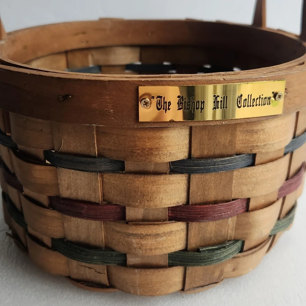 Vintage Bishop Hill Collection Round Woven Basket with Handles